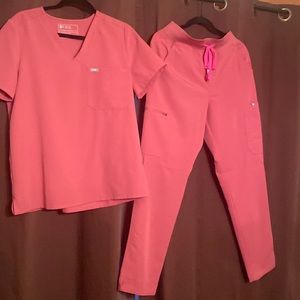 Figs Catarina one-pocket scrub top and Zamora jogger scrub pants